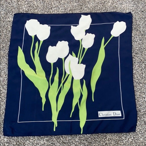 EUC Vintage Christian Dior Flower Scarf - Picture 1 of 7